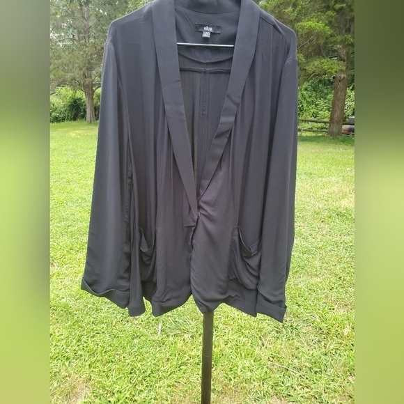 Ellos Rayon Black Women's jacket Cardigan light weight Size Large - Picture 1 of 13